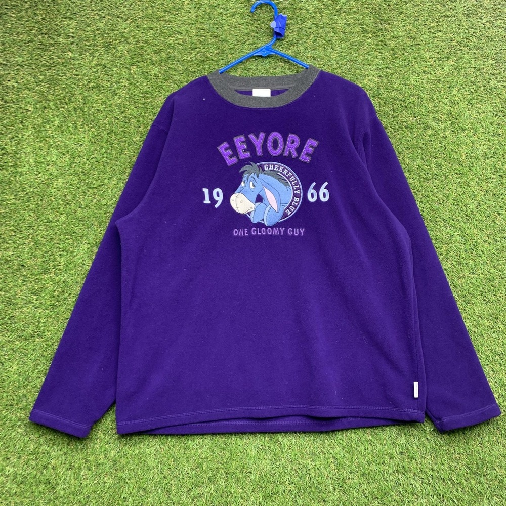 Disney Store Sweatshirt Mens Medium Purple Eeyore Graphic Fleece Pullover